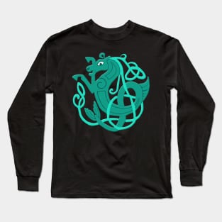 Green Celtic Seahorse Long Sleeve T-Shirt